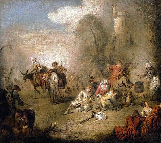 Jean-Baptiste Pater Soldiers and Camp Followers Resting from a March France oil painting art